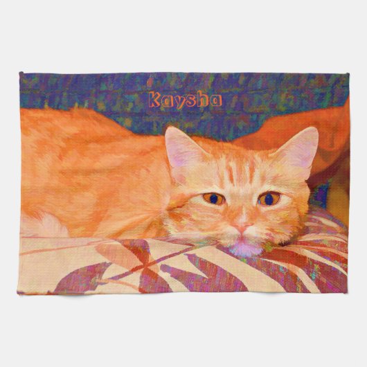 Niedlich Bright Orange Tabby Cat Geschirrtuch (Horizontal)