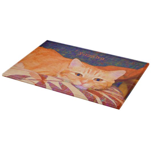 Niedlich Bright Orange Tabby Cat Schneidebrett (Ecke)