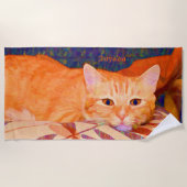 Niedlich Bright Orange Tabby Cat Strandtuch (Vorderseite)