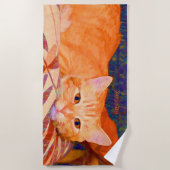 Niedlich Bright Orange Tabby Cat Strandtuch (Vorderseite)