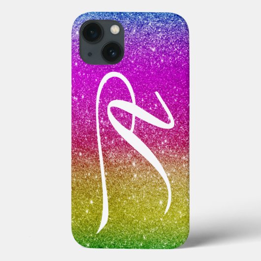 Niedlich Bright Pink Magenta Glitzer Rainbow Monog Case-Mate iPhone Hülle (Rückseite)