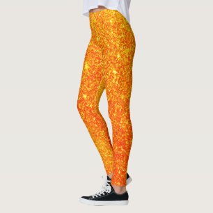 Niedlich Bright Pumpkin Glitzer Halloween Leggings