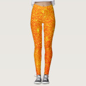 Niedlich Bright Pumpkin Glitzer Halloween Leggings (Vorderseite)
