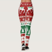 Niedlich Bright Red Green Christmas Sweater Muster Leggings (Rückseite)