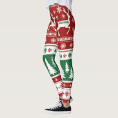 Niedlich Bright Red Green Christmas Sweater Muster Leggings (Links)