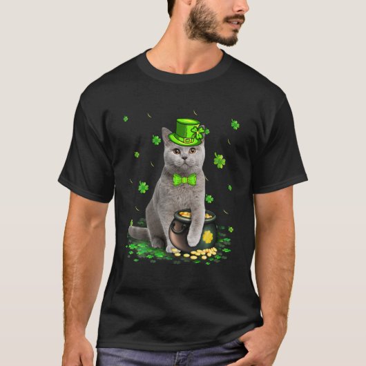 Niedlich British Shorthair Cat Lover St Patricks D T-Shirt (Vorderseite)