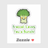 Niedlich Broccoli Pun Cartoon Design Aufkleber (Blatt)