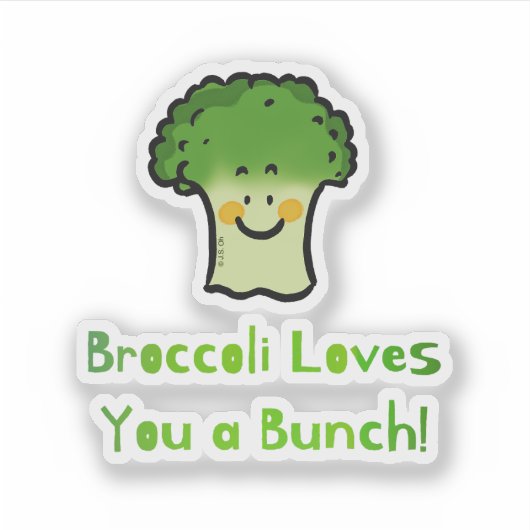 Niedlich Broccoli Pun Cartoon Design Aufkleber (Vorderseite)