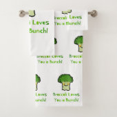 Niedlich Broccoli Pun Cartoon Design Badhandtuch Set (Insitu)