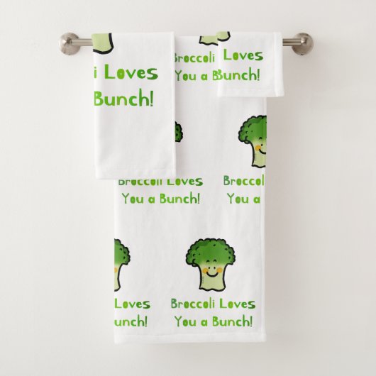 Niedlich Broccoli Pun Cartoon Design Badhandtuch Set (Insitu)