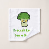 Niedlich Broccoli Pun Cartoon Design Badhandtuch Set (Waschlappen)