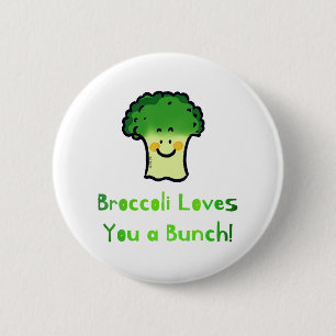Niedlich Broccoli Pun Cartoon Design Button