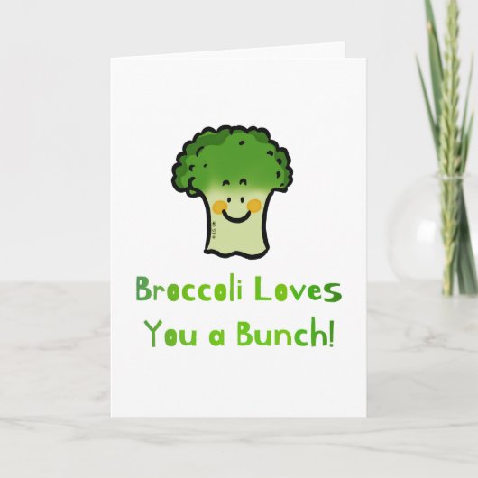Niedlich Broccoli Pun Cartoon Design Karte (Vorderseite)
