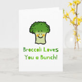 Niedlich Broccoli Pun Cartoon Design Karte (Gelbe Blume)