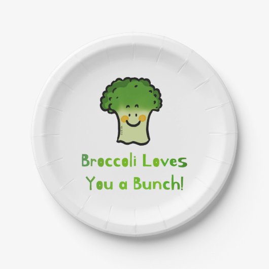 Niedlich Broccoli Pun Cartoon Design Pappteller (Vorderseite)