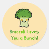Niedlich Broccoli Pun Cartoon Design Runder Aufkleber (Vorderseite)