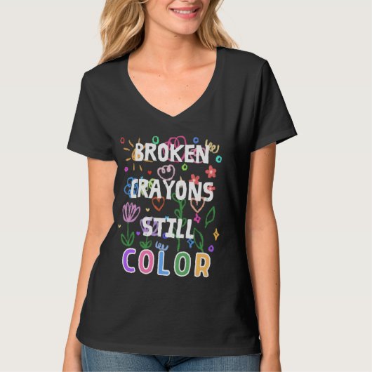 Niedlich Broken Crayon Still Color T-Shirt (Vorderseite)