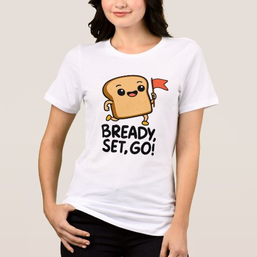 Niedlich Brot Slice Cartoon - "fertig, Set, los!" Tri-Blend Shirt (Vorderseite)