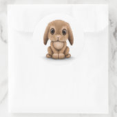 Niedlich Brown Baby Bunny Rabbit auf Weiß Runder Aufkleber (Tasche)