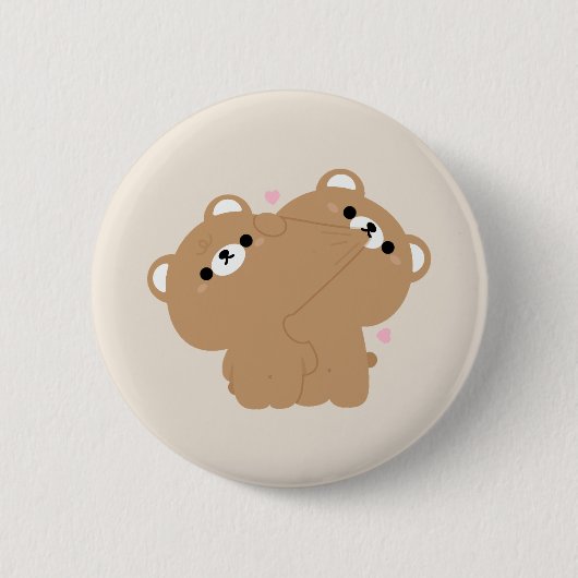 Niedlich Brown Bär Couple Button (Vorderseite)