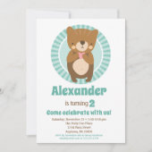 Niedlich Brown Bär Herz Geburtstag Einladung Junge (Vorderseite)