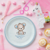 Niedlich Brown Bären Boy Kariert Blue Pappteller (Party)