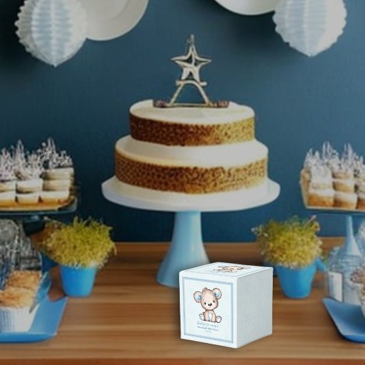 Niedlich Brown Bear Boy Blue Blanket Geschenkschachtel