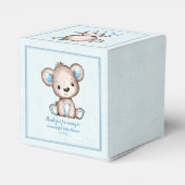 Niedlich Brown Bear Boy Blue Blanket Geschenkschachtel (Rückseite)