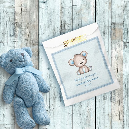 Niedlich Brown Bear Boy Blue Blanket Geschenktütchen
