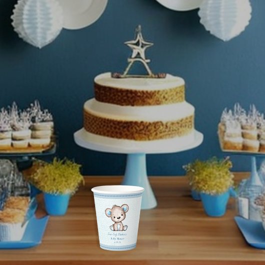 Niedlich Brown Bear Boy Blue Blanket Pappbecher