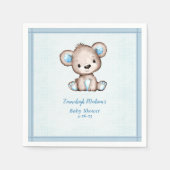 Niedlich Brown Bear Boy Blue Blanket Serviette (Vorderseite)