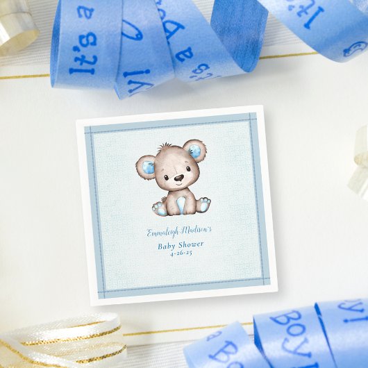 Niedlich Brown Bear Boy Blue Blanket Serviette