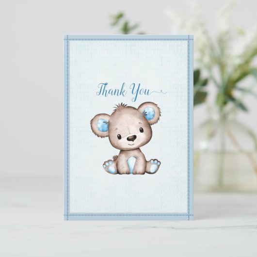 Niedlich Brown Bear for Boy Baby Showroom Vielen D Dankeskarte (Stehend Vorderseite)