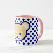Niedlich Brown Beige Blue Teddy Bear Cartoon Art Tasse (VorderseiteRechts)