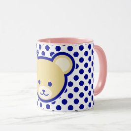 Niedlich Brown Beige Blue Teddy Bear Cartoon Art Tasse