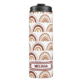 Niedlich Brown Boho Rainbow Whimsisches Muster Thermosbecher (Vorderseite)