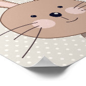 Niedlich Brown Bunny Beige Dots Personalisiert Poster (Ecke)