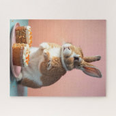 Niedlich Brown Bunny Eating Carrot Cake Puzzle (Horizontal)