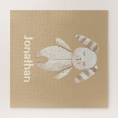 Niedlich Brown Bunny mit Name Puzzle (Horizontal)