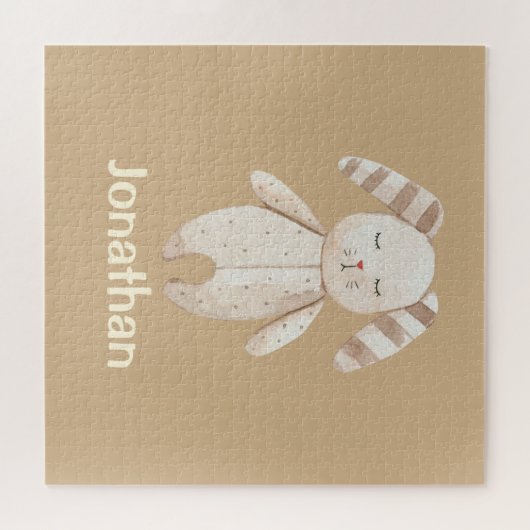 Niedlich Brown Bunny mit Name Puzzle (Horizontal)