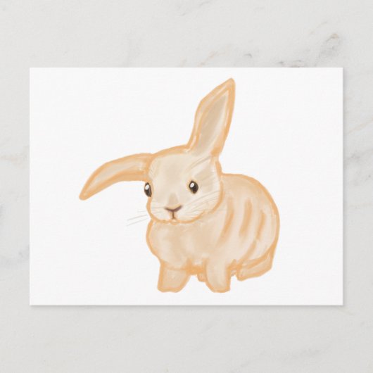 Niedlich Brown Bunny Rabbit - transparent auf weiß Postkarte (Vorderseite)