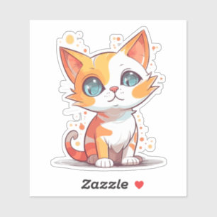 Niedlich Brown Cat Cartoon Aufkleber