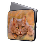 Niedlich Brown Cat Wasserfarben Ölgemälde Kunst Laptopschutzhülle (Vorderseite Links)