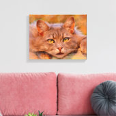 Niedlich Brown Cat Wasserfarben Ölgemälde Kunst Leinwanddruck (Insitu (Wohnzimmer))