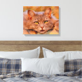 Niedlich Brown Cat Wasserfarben Ölgemälde Kunst Leinwanddruck (Insitu (Schlafzimmer))