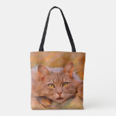 Niedlich Brown Cat Wasserfarben Ölgemälde Kunst Tasche (Rückseite)