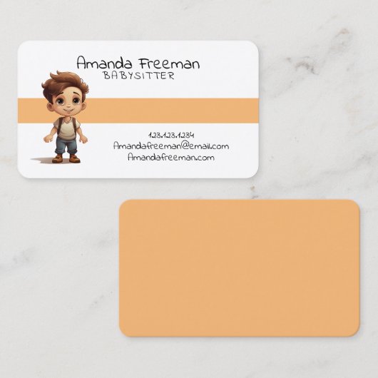 Niedlich Brown Children Childcare and Babysitting Visitenkarte (Vorne/Hinten)