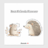 Niedlich Brown Cream Igel Mouse Die besten Freunde Aufkleber (Blatt)