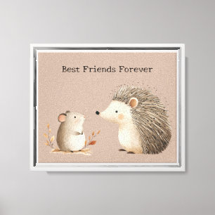 Niedlich Brown Cream Igel Mouse Die besten Freunde Leinwanddruck