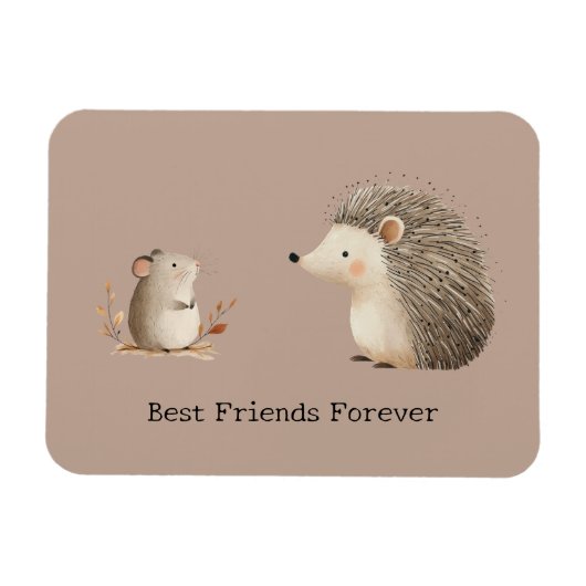 Niedlich Brown Cream Igel Mouse Die besten Freunde Magnet (Horizontal)
